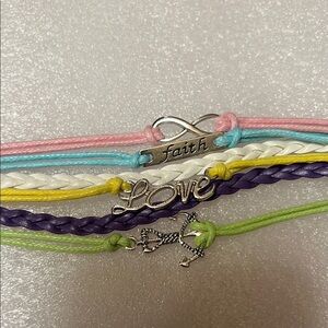 Colorful Braided Charm Bracelets